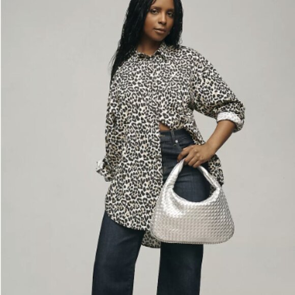 Maeve "The Bennet Button Down Shirt" Leopard Print Size Medium - Picture 1 of 11